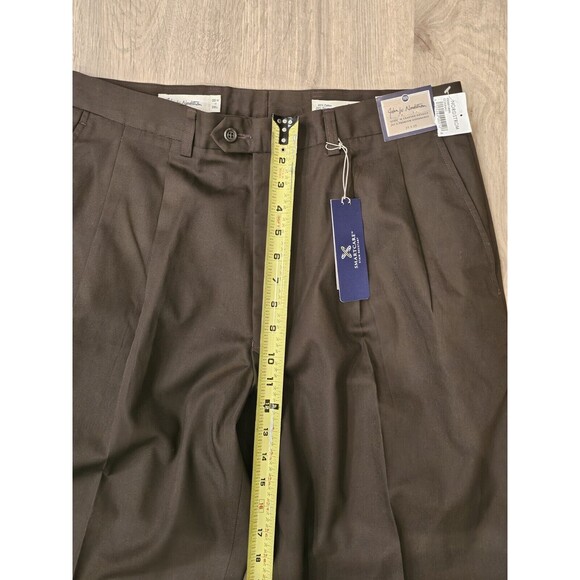 John W Nordstrom Smart Care Stain Resistant Pleated Cuffed Pant Mens 35×29 Brown - Picture 8 of 11